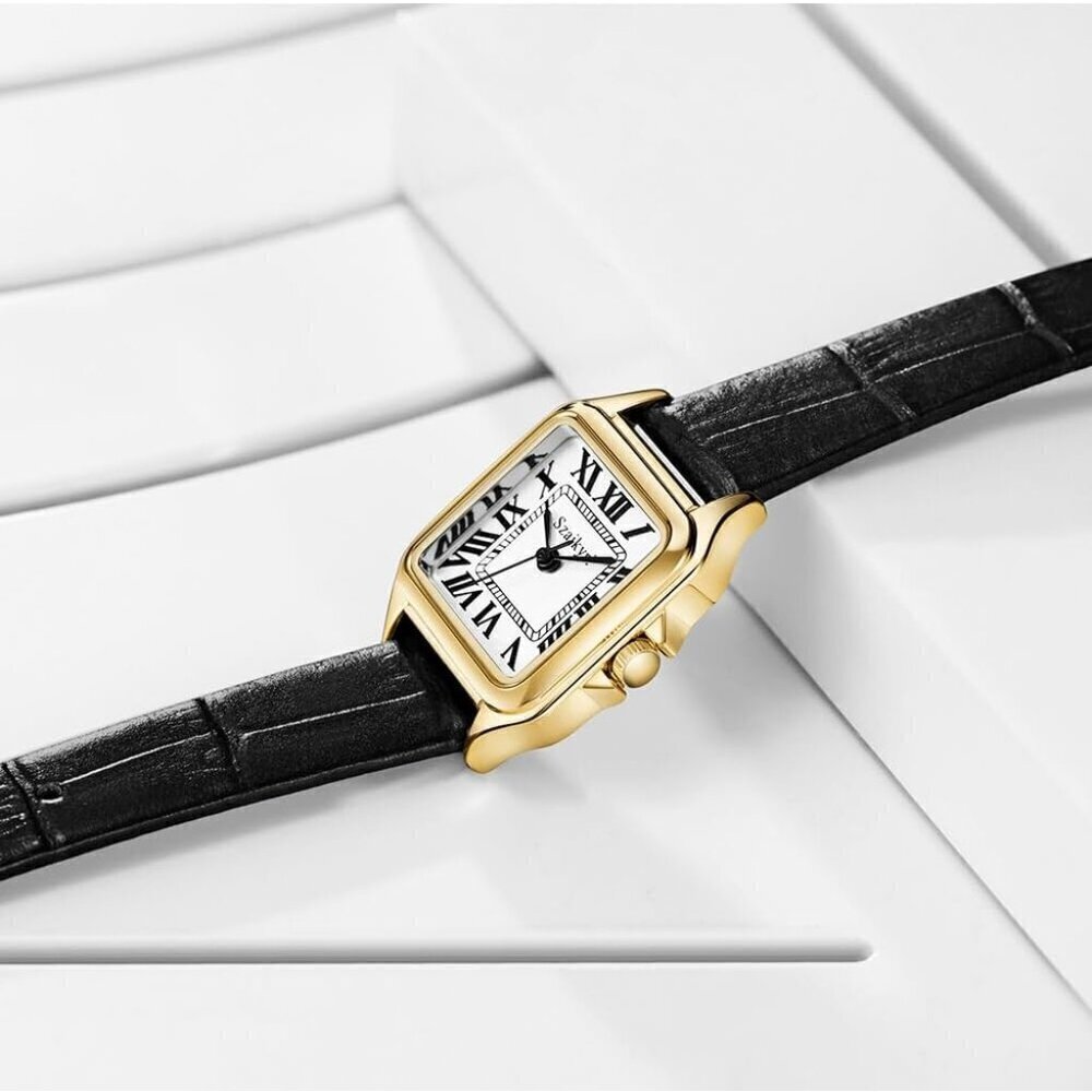 🆕Women Gold Classic Square Watches with Roman Numeral Ladies Casual Dress Watch - Picture 8 of 9